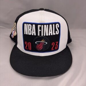 New Era Miami Heat Snapback White Black NBA Finals 2023 Mesh Cap Hat Retro